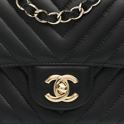 Chanel Lambskin Chevron Quilted Mini Square Flap Black 8 of 11