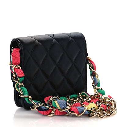 Chanel Shiny Lambskin Ribbon Quilted Flap Belt Bag Black 3 of 11
