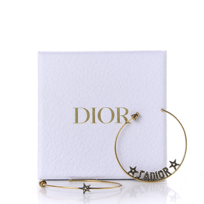 Christian Dior Metal Crystal J'Adior Hoop Earrings Aged Gold 4 of 4