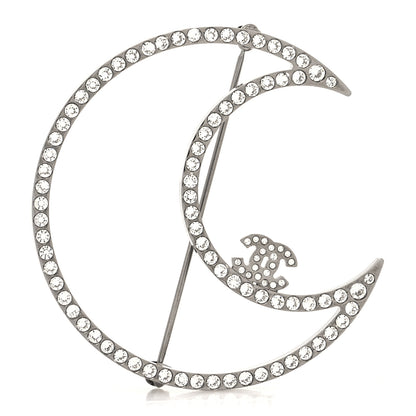 Chanel Crystal CC Moon Brooch Silver 1 of 4