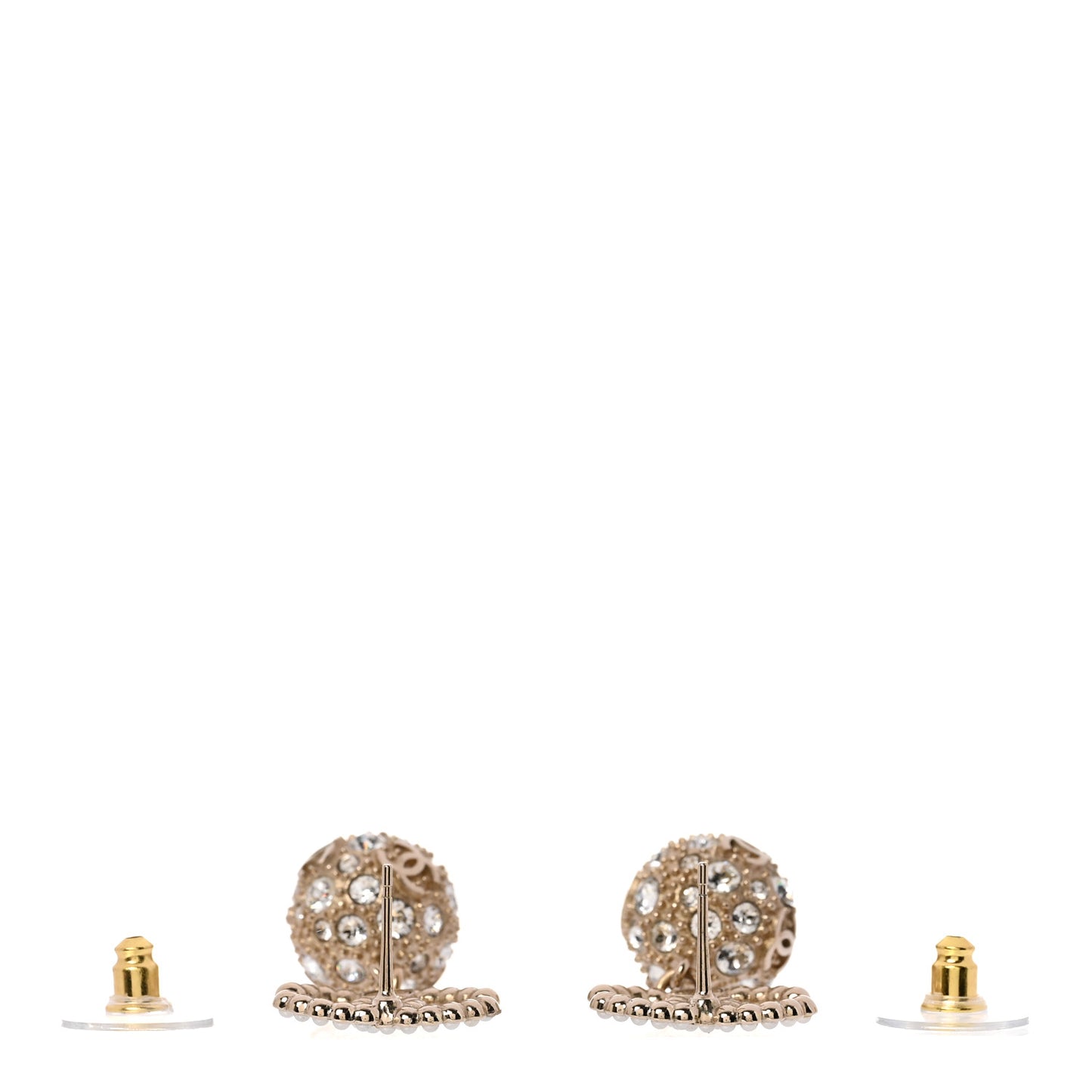 Crystal Pearl CC Ball Drop Earrings  Gold