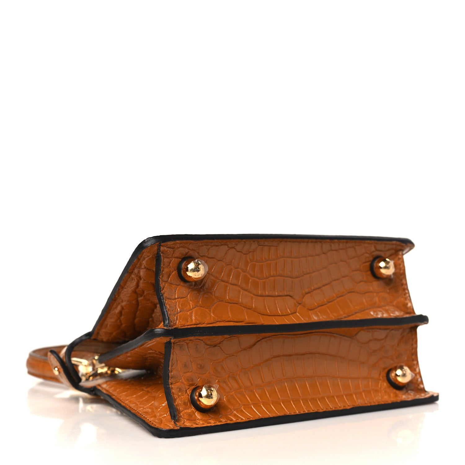 Fendi Shiny Crocodile Nappa Crystal Petite Peekaboo I SEE U Satchel Caramello 4 of 9