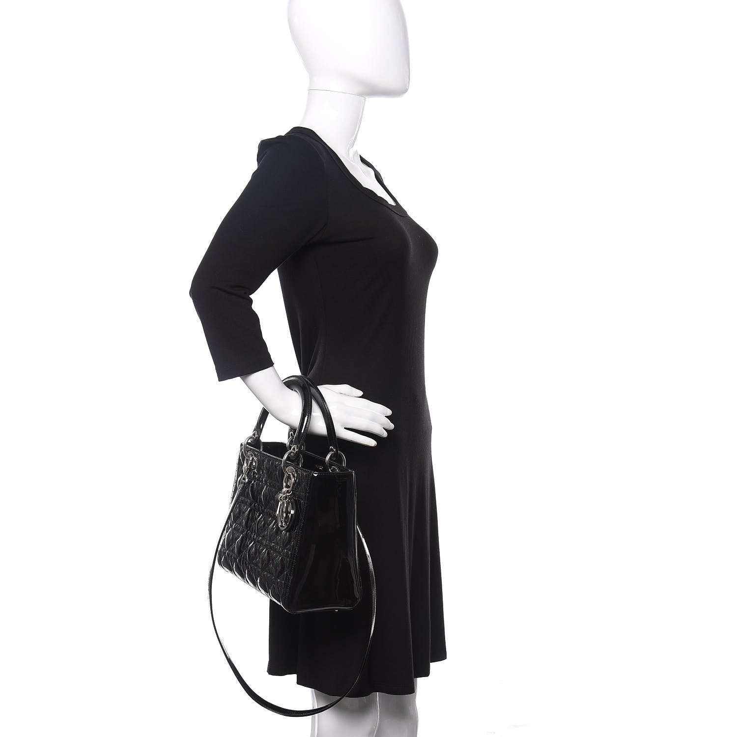 Christian Dior Patent Cannage Medium Lady Dior Black 2 of 10