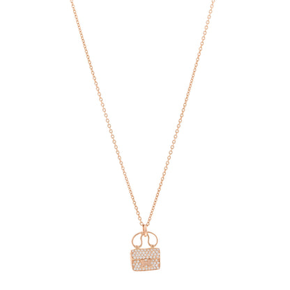 Hermes 18K Rose Gold Diamond Constance Amulette Pendant Necklace 1 of 6