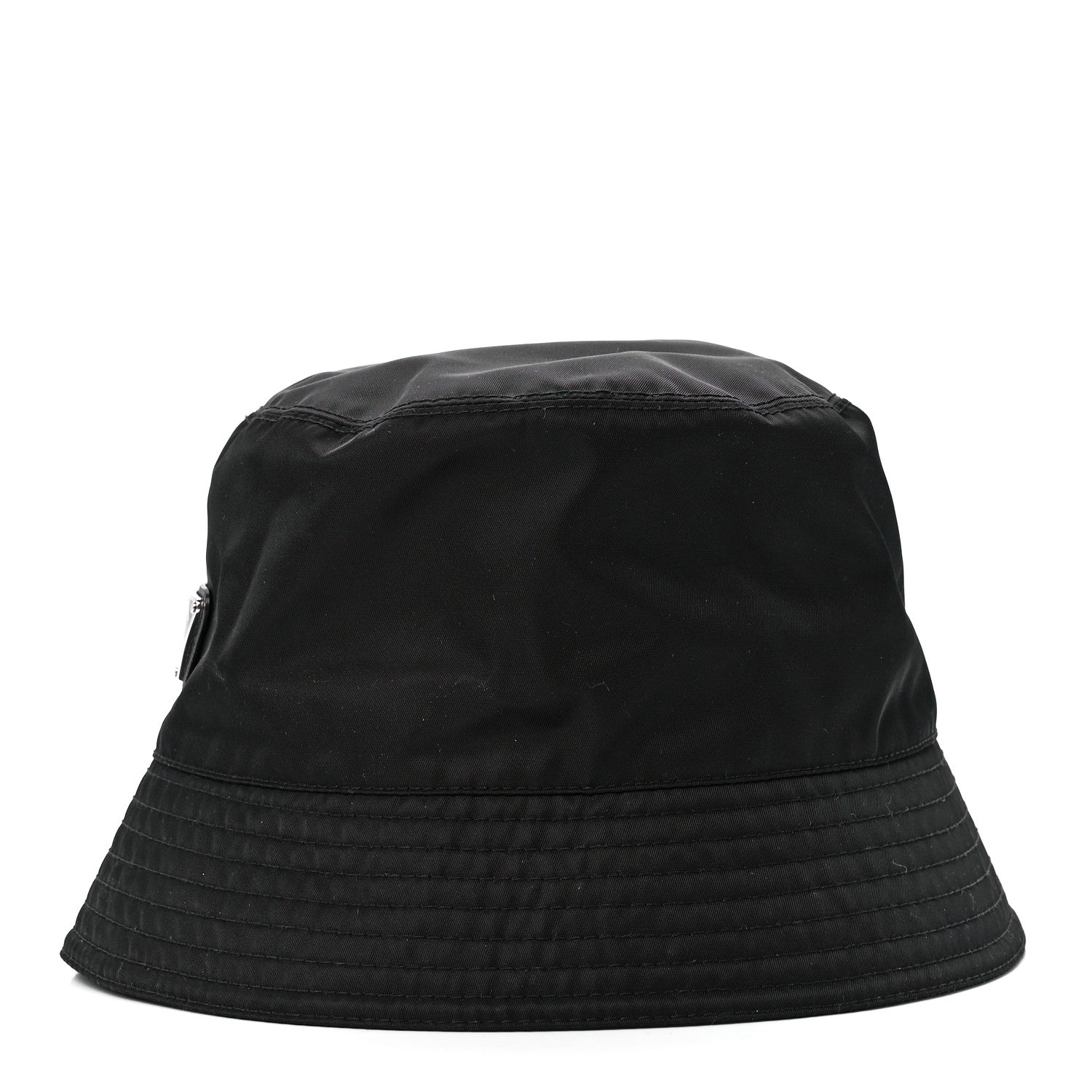 Prada Re-Nylon Metal Triangle Logo Womens Bucket Hat M Black 3 of 8