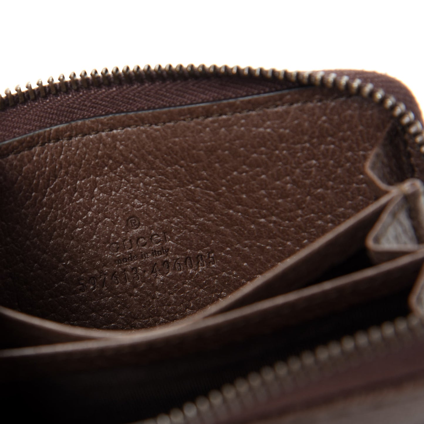 GG Supreme Web Ophidia Zip Around Card Case Brown