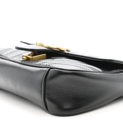 Gucci Calfskin Matelasse Mini GG Marmont Shoulder Bag Black 10 of 14