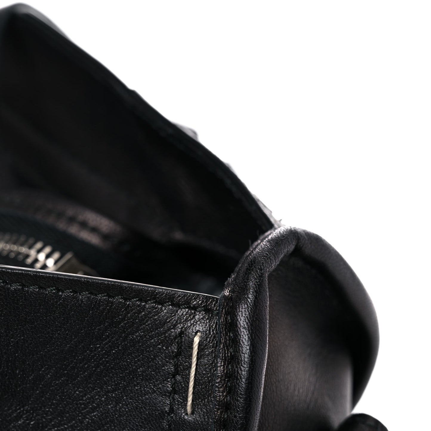 Calfskin Topstitch Classic Silver Hardware City Black