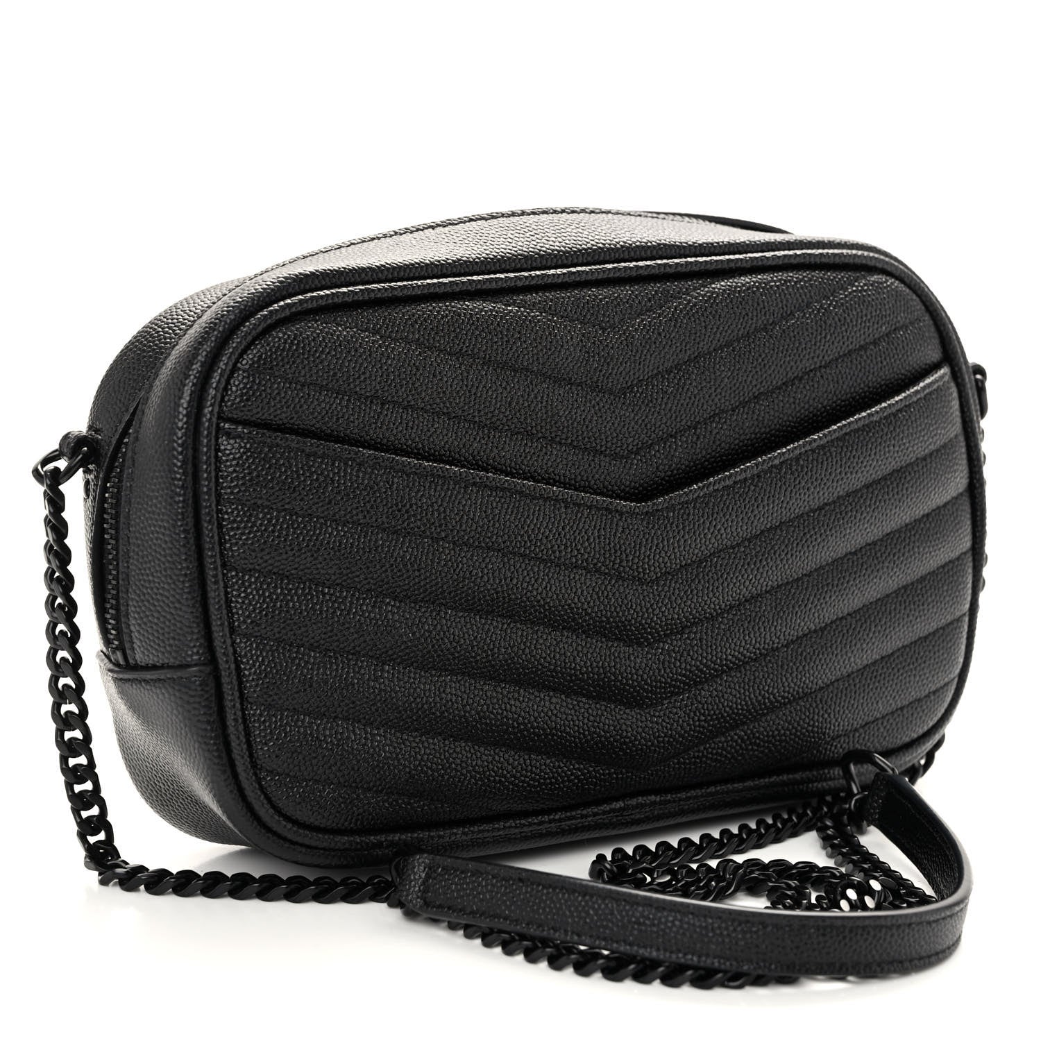 Saint Laurent Grain De Poudre Matelasse Monochrome Monogram Mini Lou Camera Bag Black 3 of 10