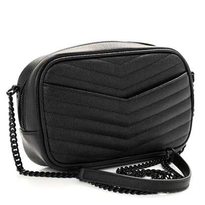 Saint Laurent Grain De Poudre Matelasse Monochrome Monogram Mini Lou Camera Bag Black 3 of 10