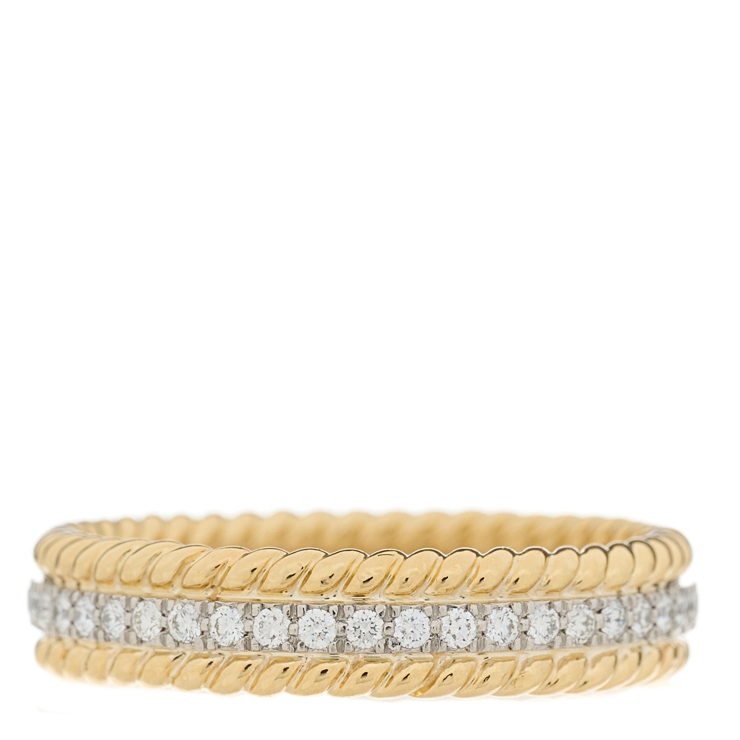 Tiffany 18K Yellow Gold Platinum Diamond Schlumberger Rope Two-Row Ring 54 7 3 of 7