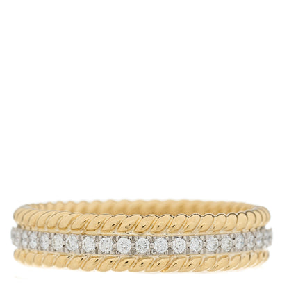 Tiffany 18K Yellow Gold Platinum Diamond Schlumberger Rope Two-Row Ring 54 7 3 of 7