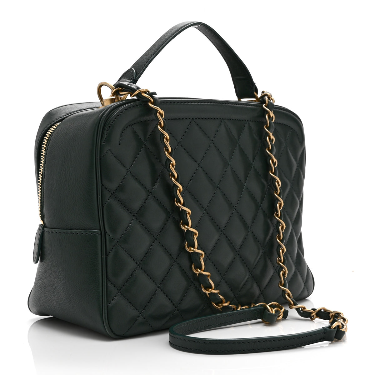 Chanel Calfskin Quilted CC Medium Vanity Case Green 3 of 10