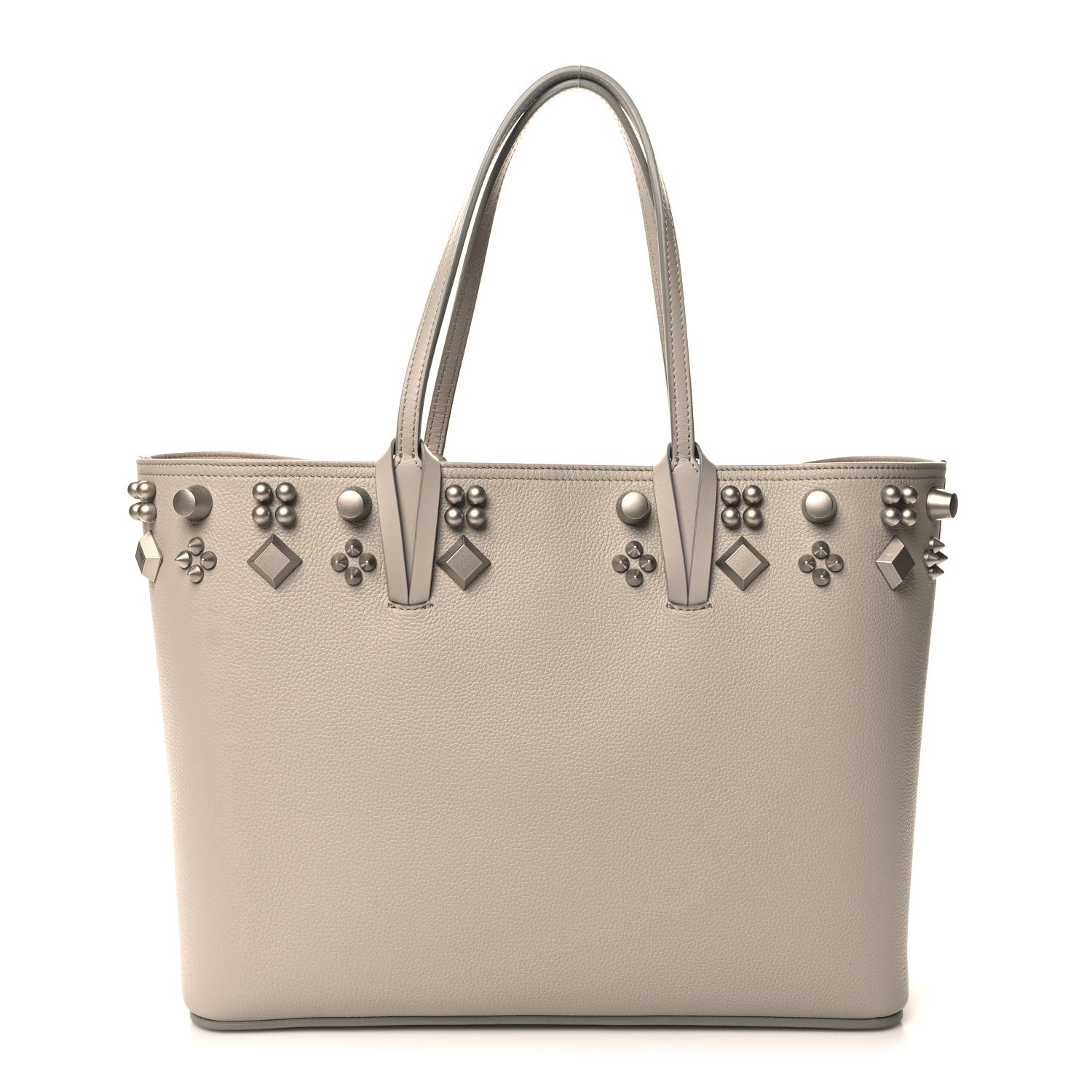 Christian Louboutin Calfskin Empire Spike Studded East West Cabata Tote Goose 1 of 10