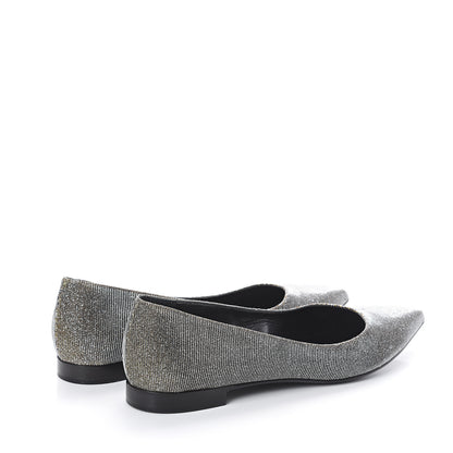 Saint Laurent Metallic Sparkle Fabric Paris Ballet Flat 38 Silver Gold 4 of 7