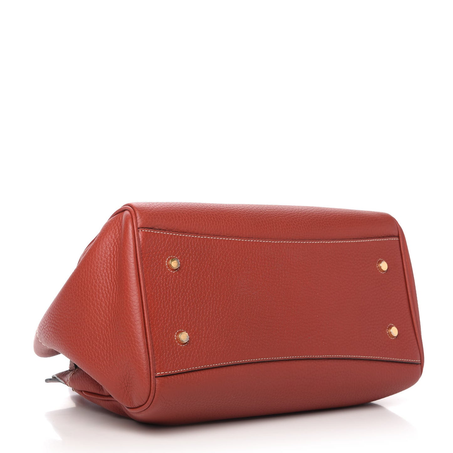 Classic Grain Calfskin Belted Bayswater Tote Rust