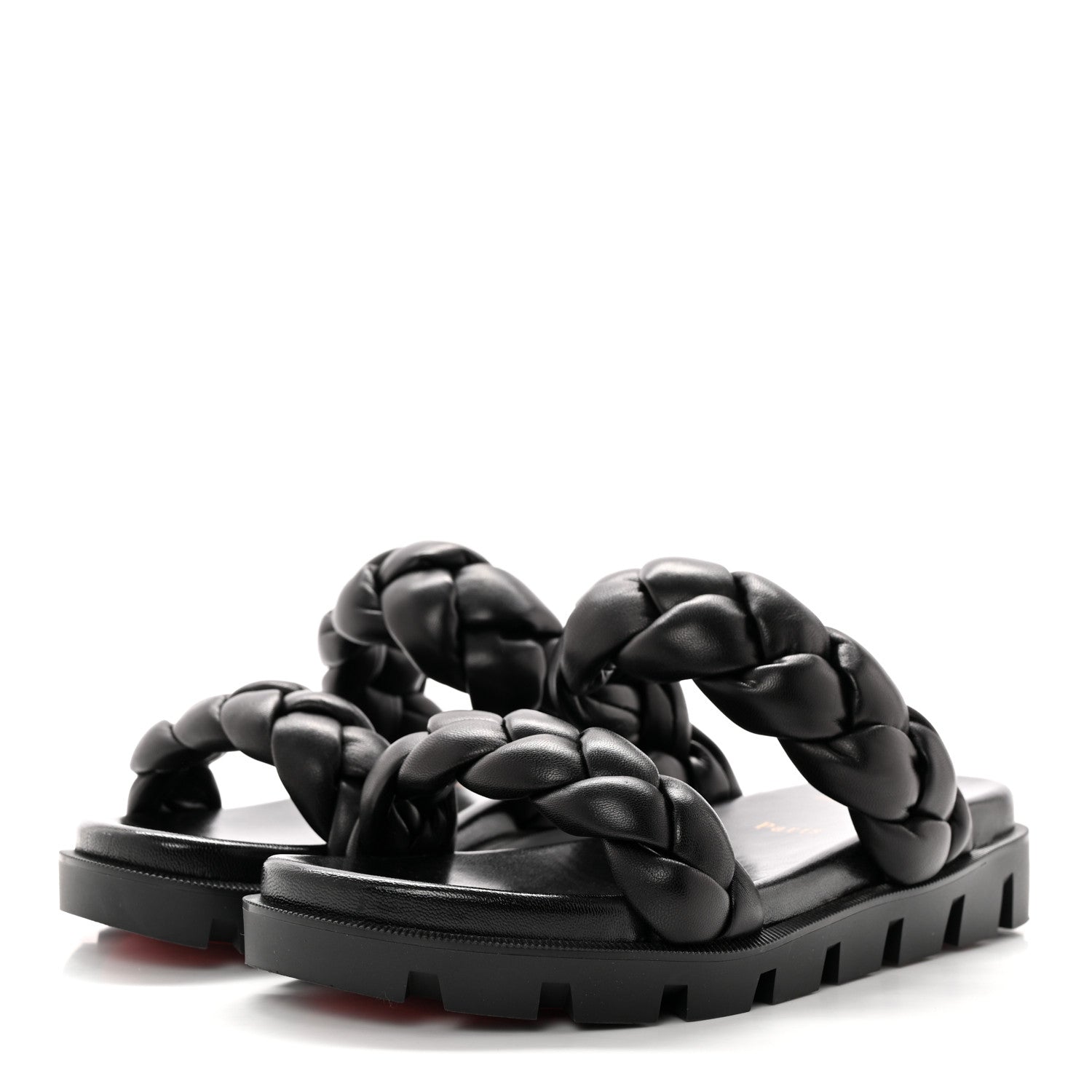 Christian Louboutin Calfskin Braided Just Brio Slide Sandals 36 Black 3 of 9