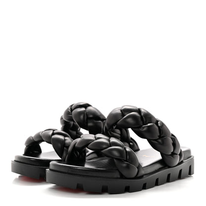 Christian Louboutin Calfskin Braided Just Brio Slide Sandals 36 Black 3 of 9
