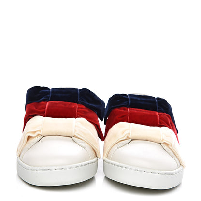 Gucci Calfskin Womens Velvet Bow Ace Sneakers 38 White 2 of 10