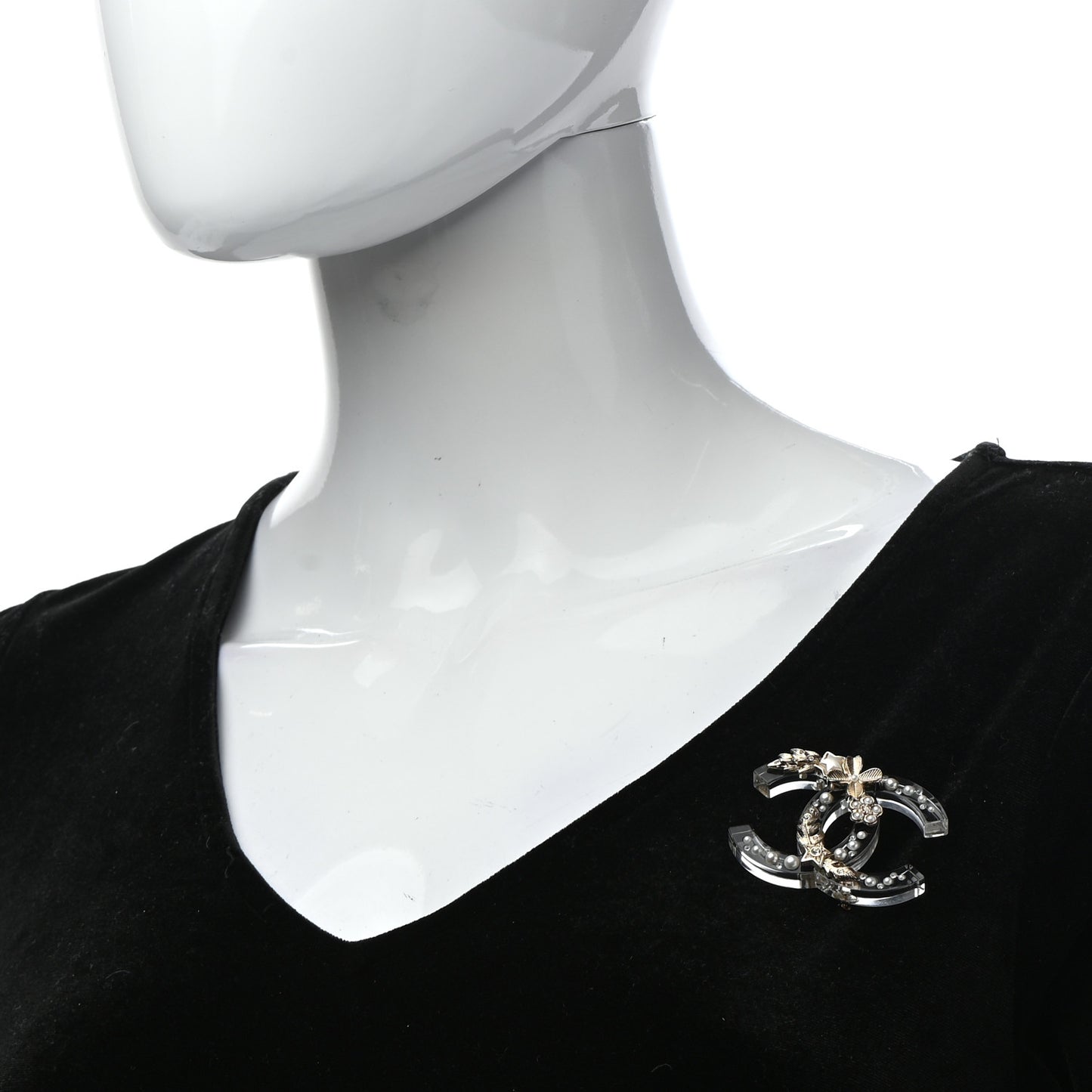 Resin Pearl Crystal CC Brooch Transparent Gold