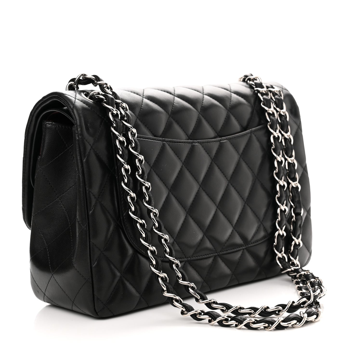Lambskin Quilted Jumbo Double Flap Black
