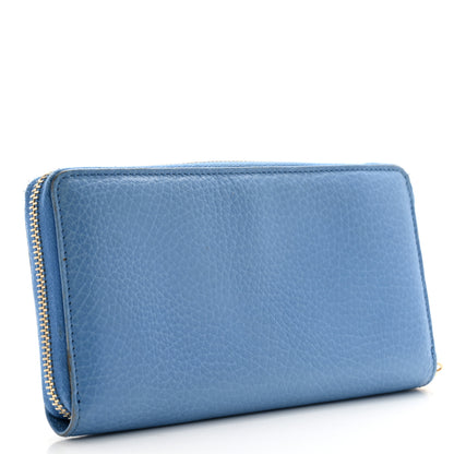 Gucci Pebbled Calfskin Bamboo Tassel Zip Around Wallet Blue 3 of 12