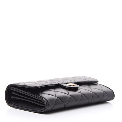 Chanel Lambskin Quilted Large Gusset Flap Wallet Black 4 of 13