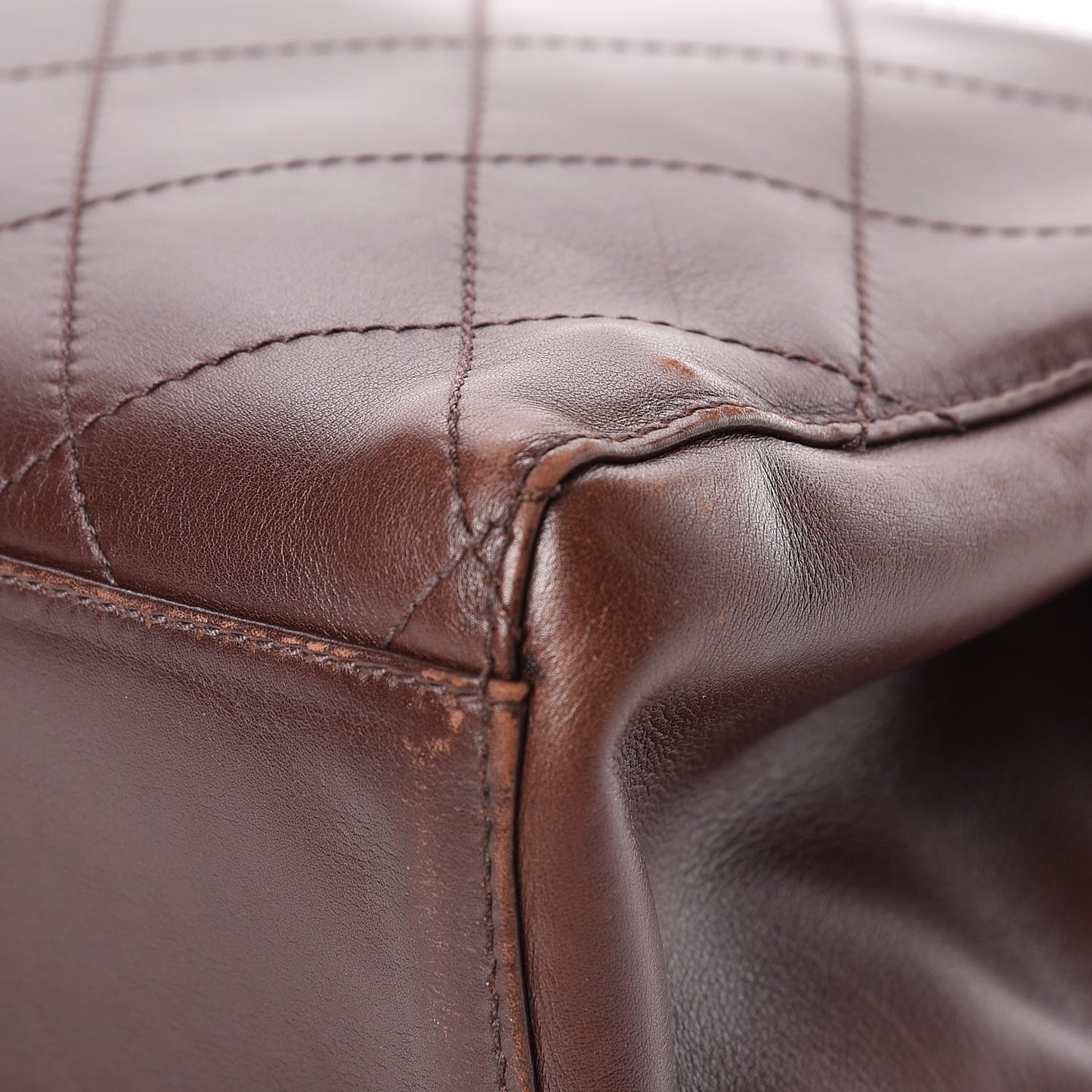 Lambskin Diamond Stitched Shoulder Bag Brown