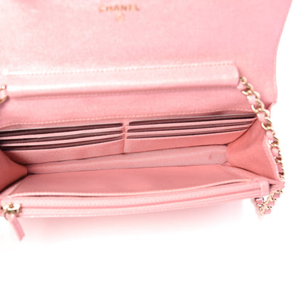 Chanel Iridescent Caviar Quilted Wallet on Chain WOC Rose Pink 5 of 11