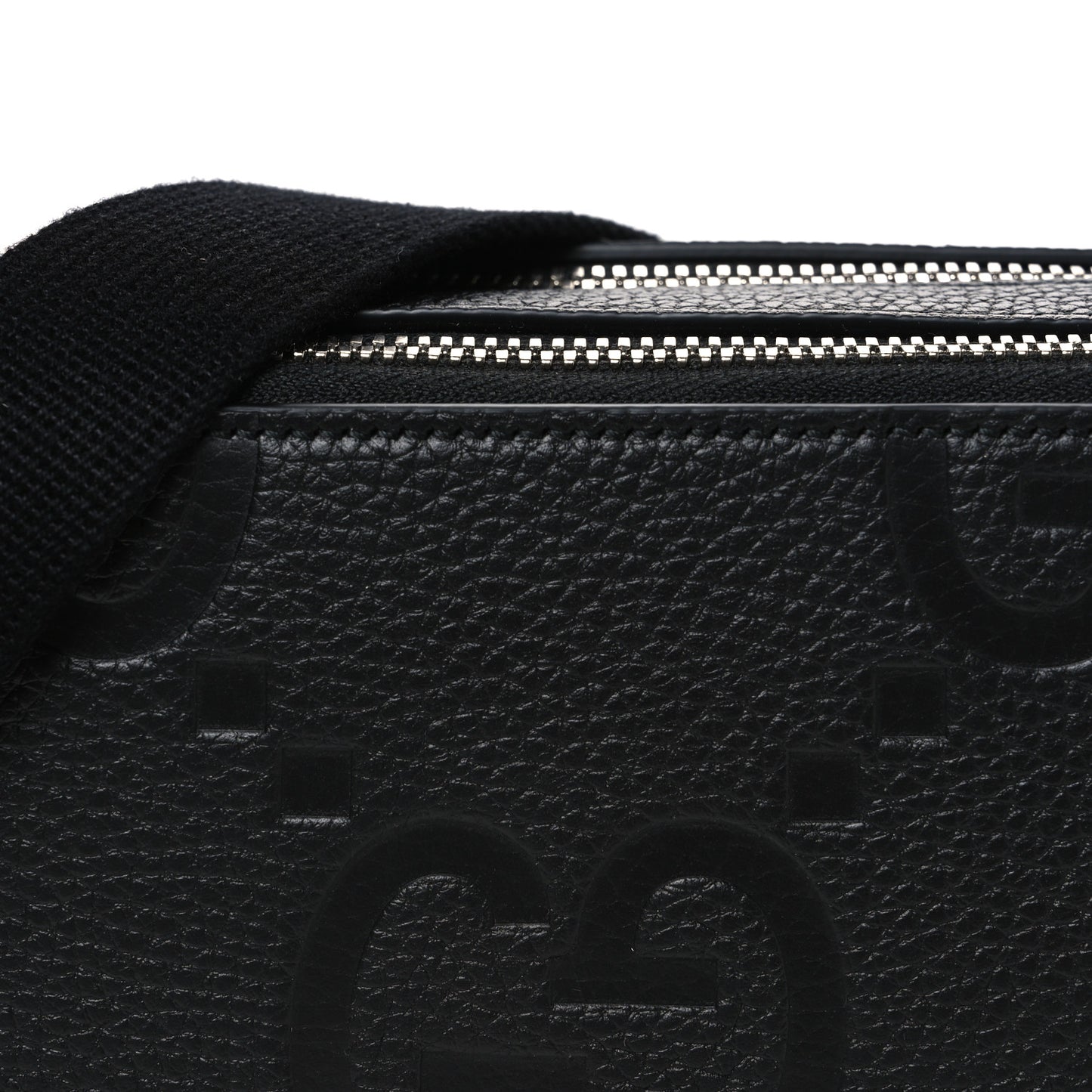 Piuma Calfskin Jumbo GG Embossed Super Mini Messenger Bag Black