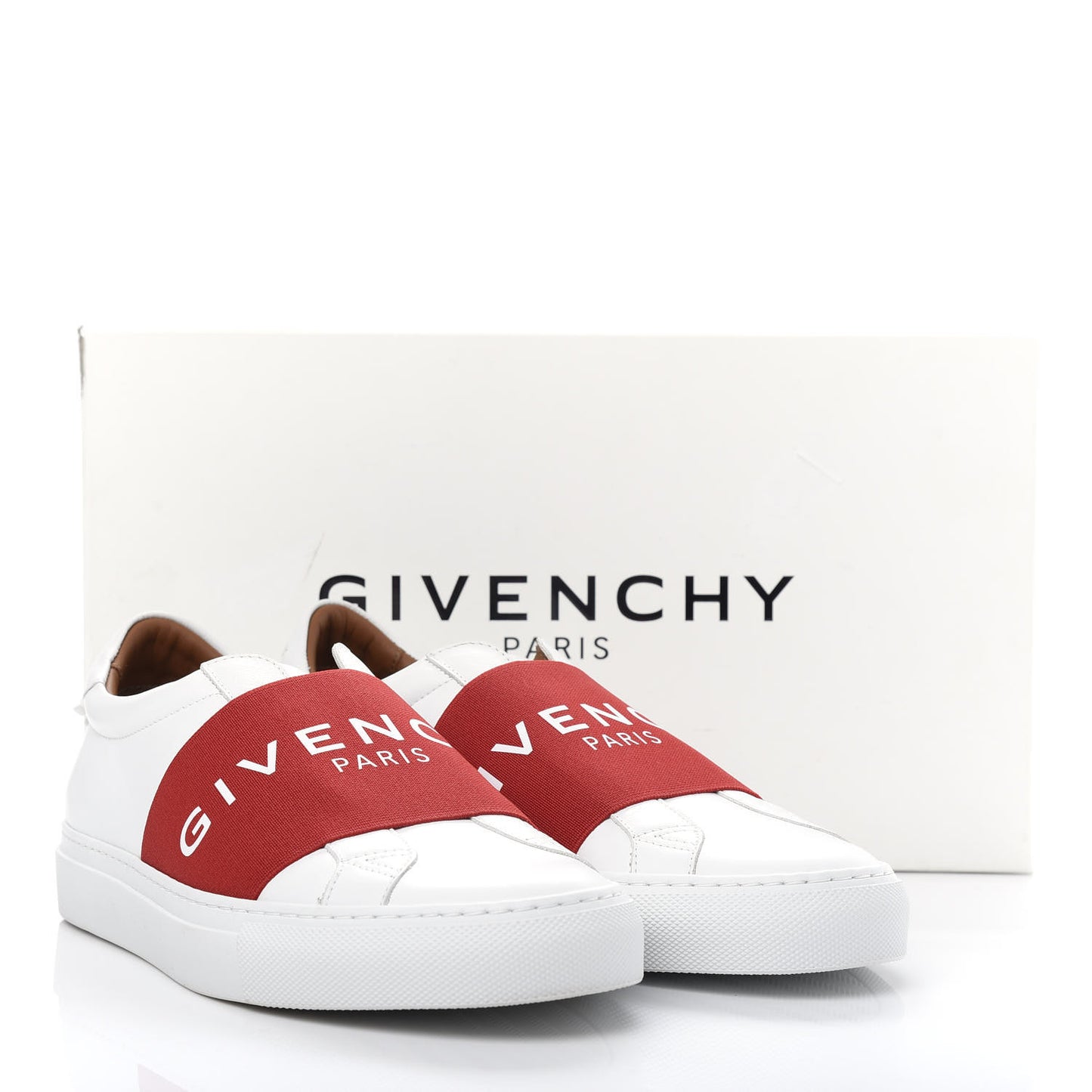 Calfskin Band Logo Urban Street Sneakers 39 White Red