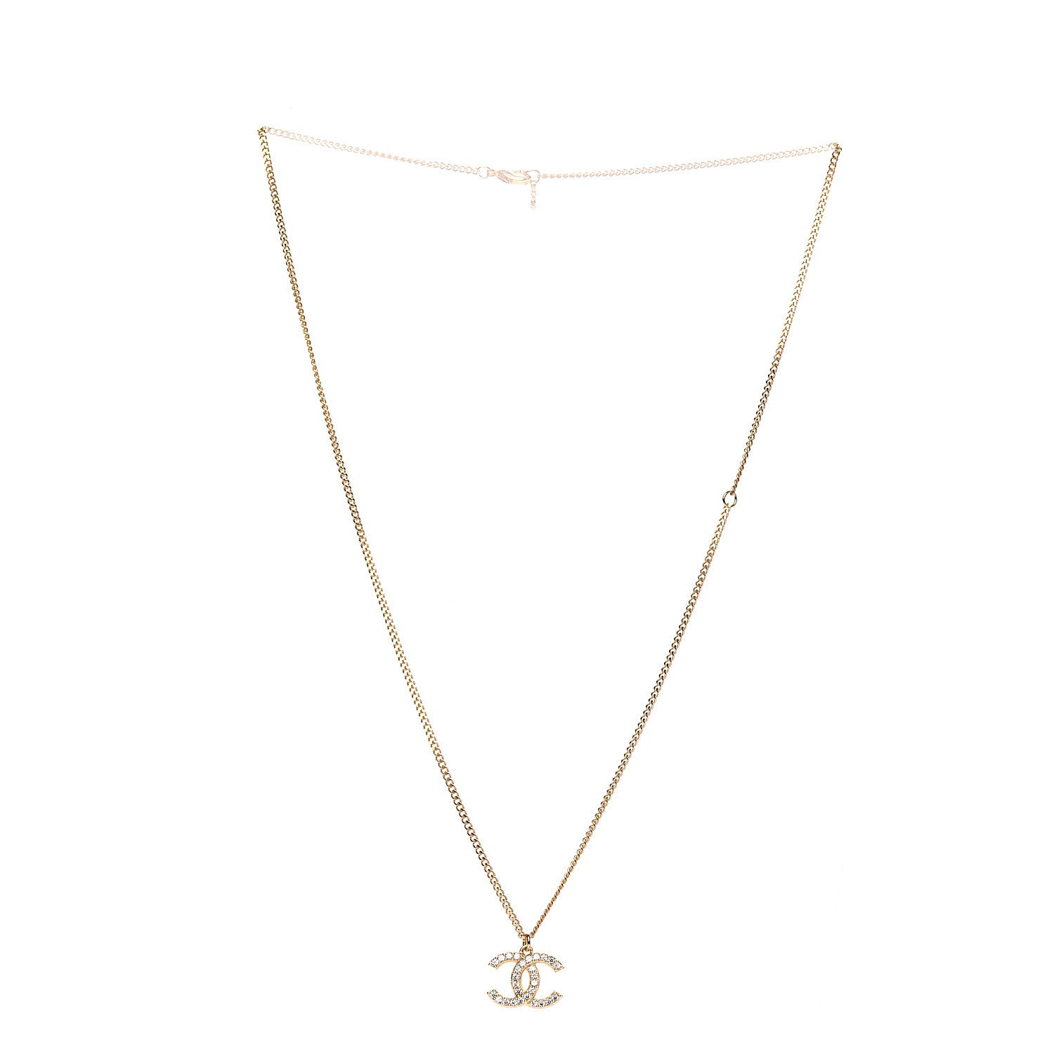 Chanel Crystal CC Necklace Gold 2 of 4