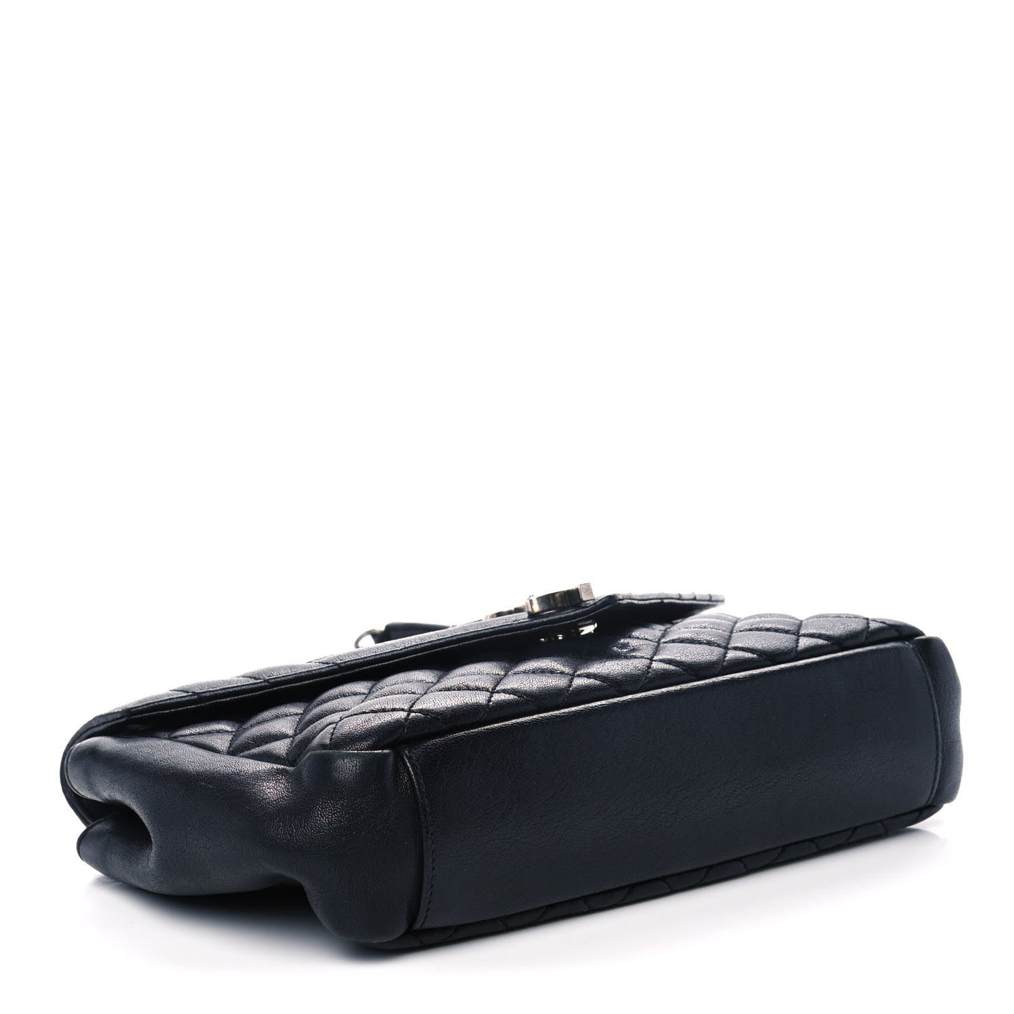Sheepskin Tri-Quilt Monogram Medium College Bag Black