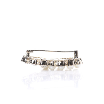 Chanel Crystal Pearl CC Dazzling Domino Brooch Gold 4 of 5