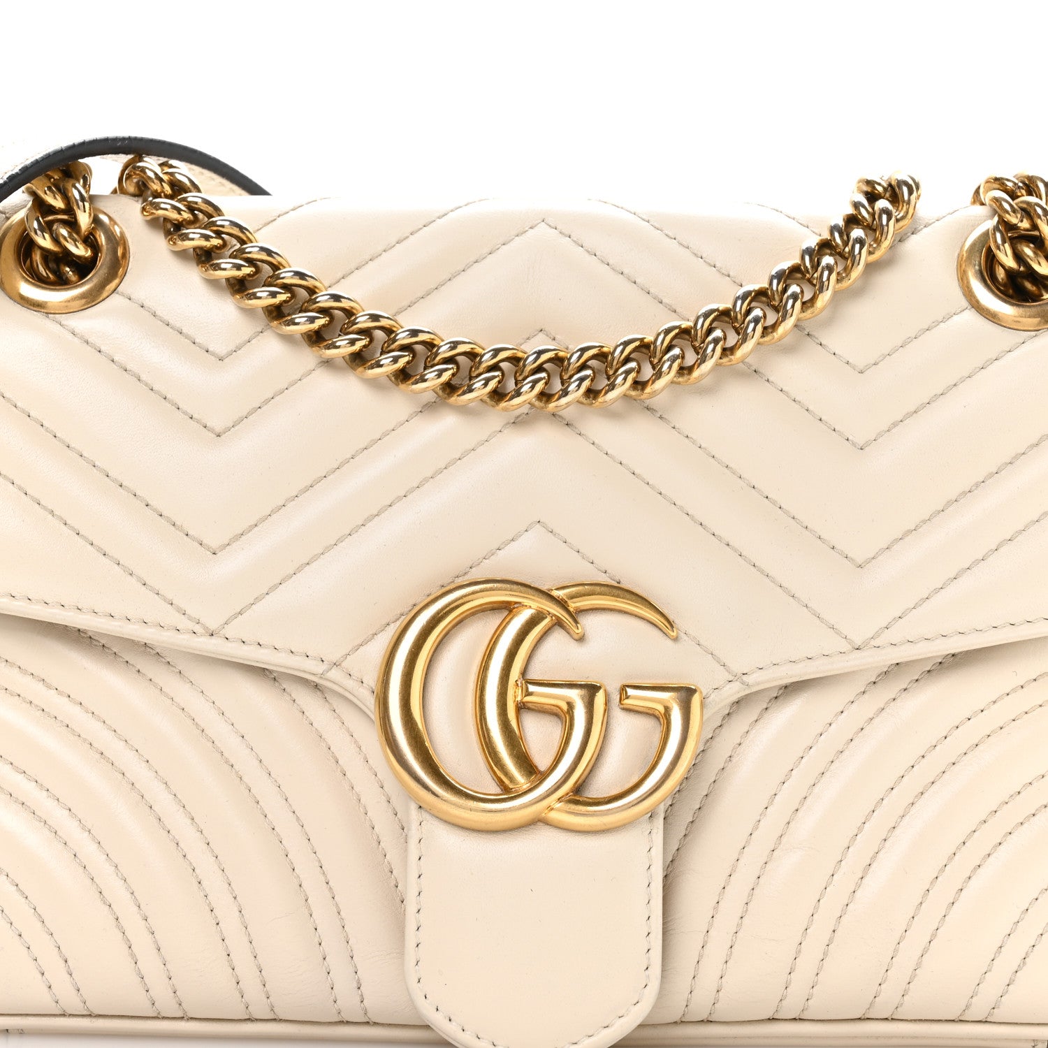 Gucci Calfskin Matelasse Small GG Marmont Shoulder Bag White 8 of 11