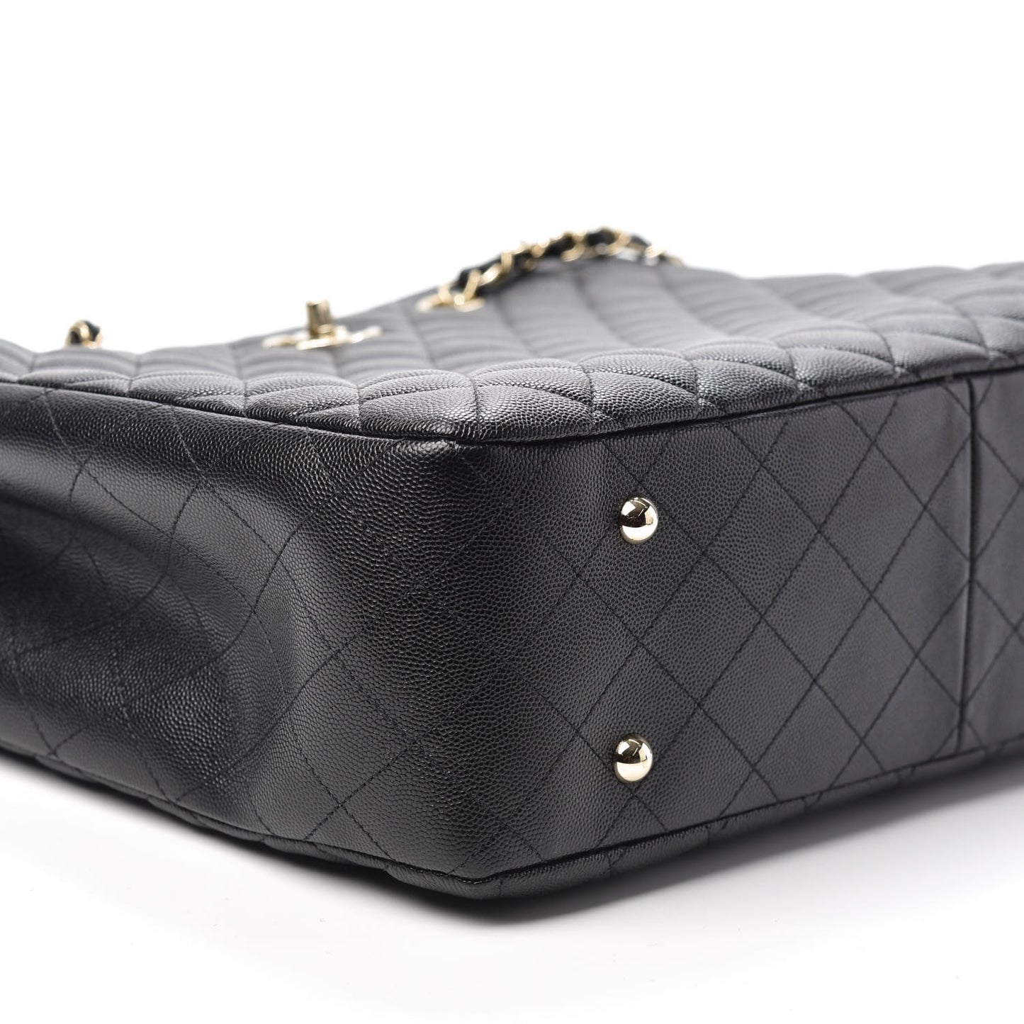 Caviar Quilted Large Shopping Tote Black