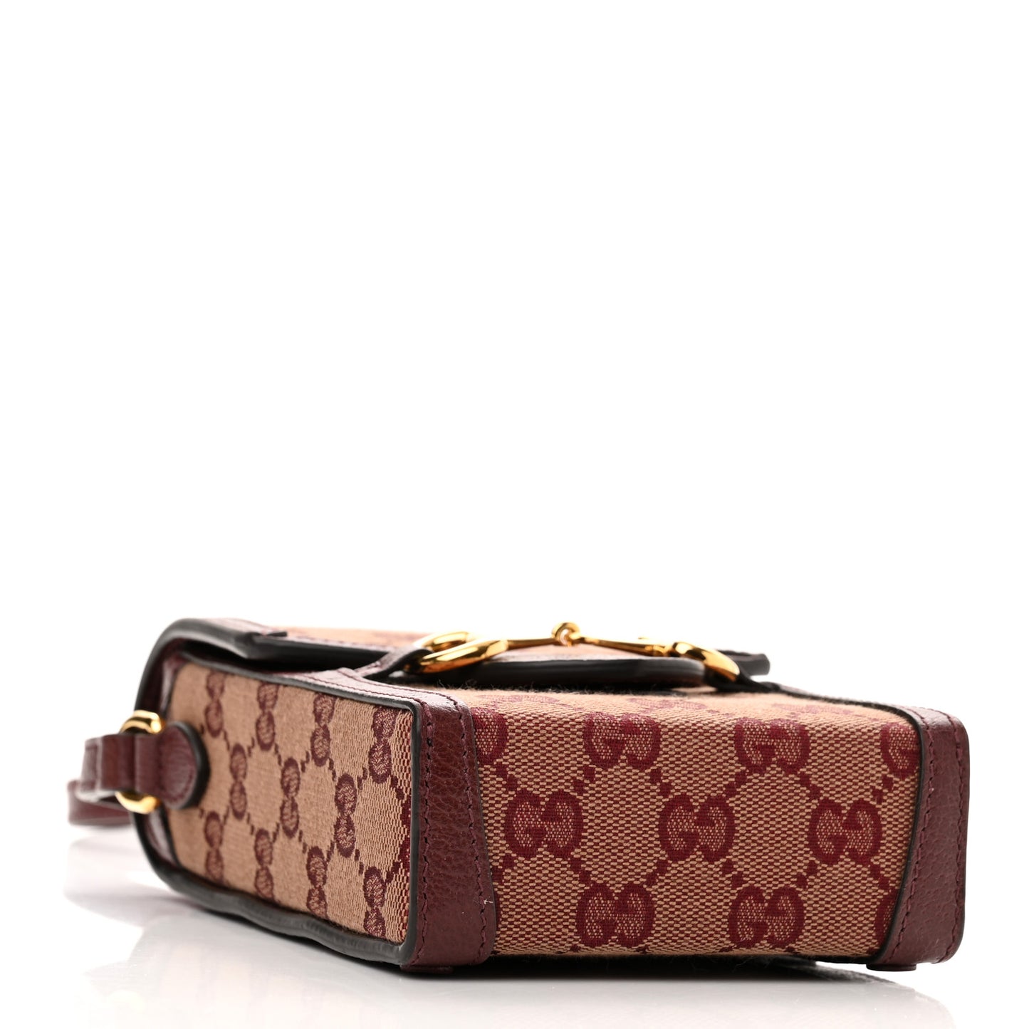 Monogram Textured Dollar Calfskin Mini Horsebit 1955 Crossbody Bag Sahara Rubino Chardonnay