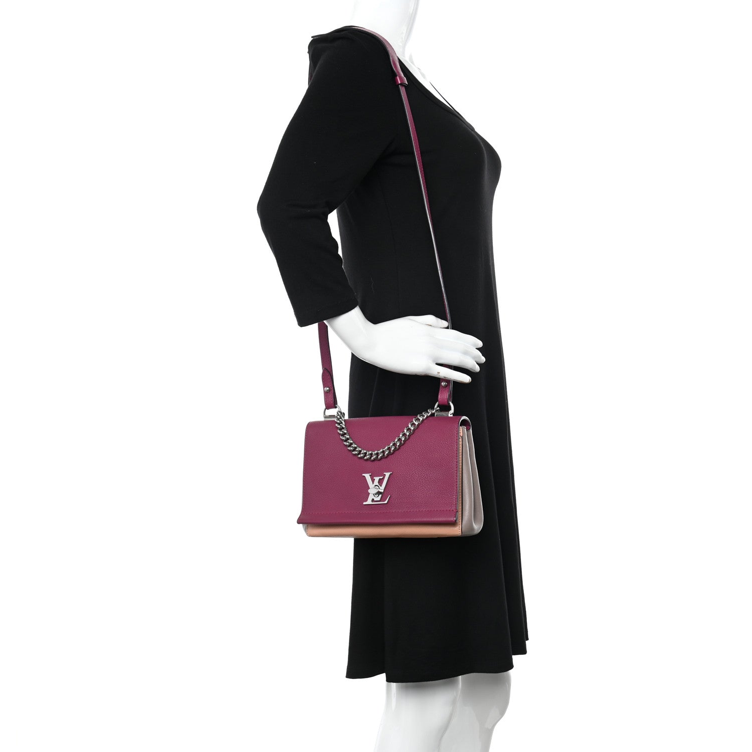 Louis Vuitton Calfskin Lockme II Chain Bag BB Grape Venus Raisin 2 of 13