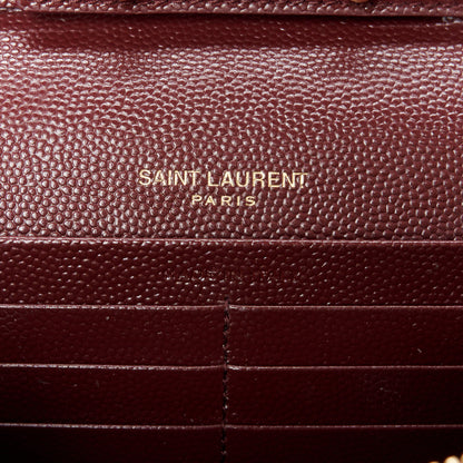 Saint Laurent Grain De Poudre Matelasse Chevron Monogram Chain Wallet Rouge Legion 6 of 11