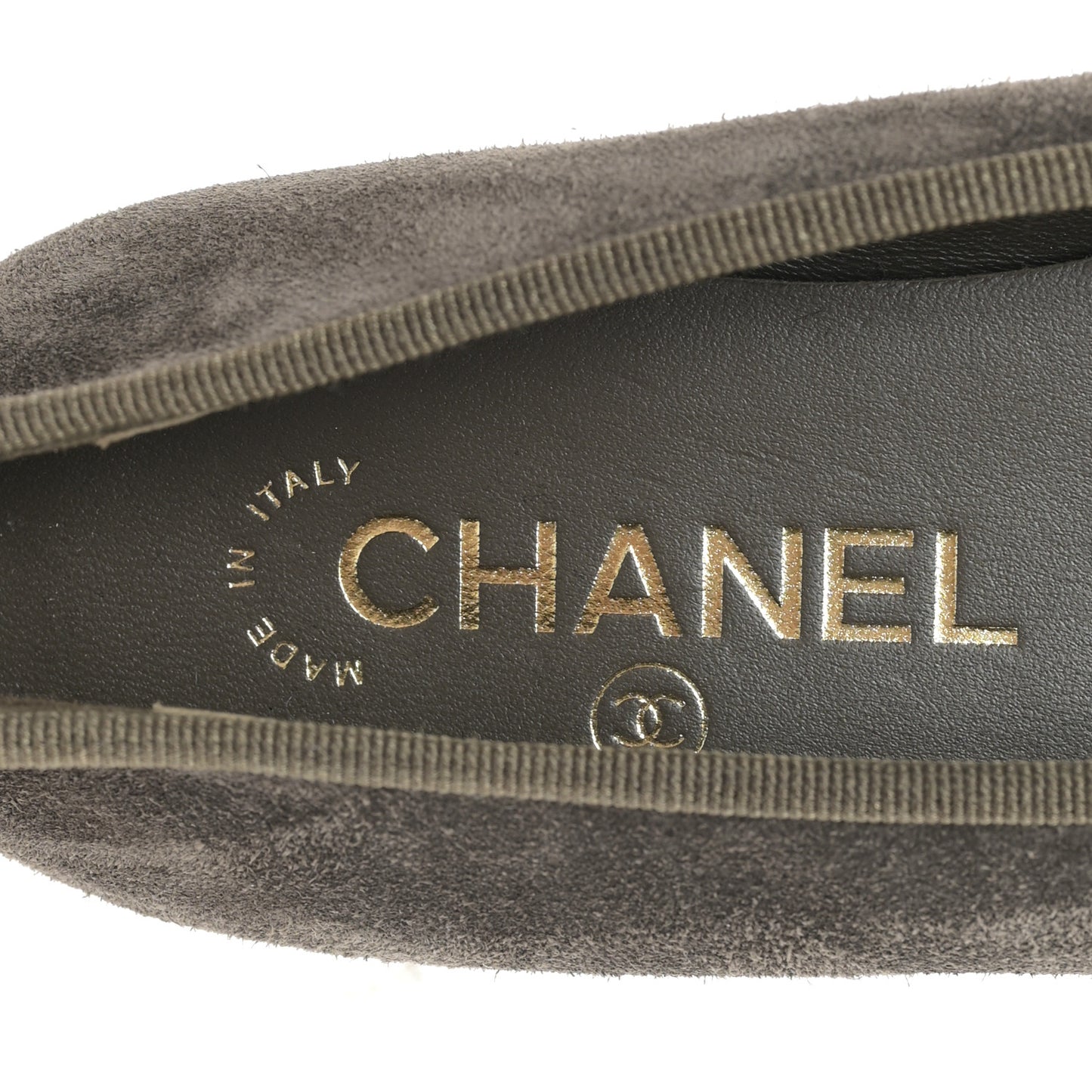 Suede Cap Toe CC Ballerina Flats 36.5 Grey Green