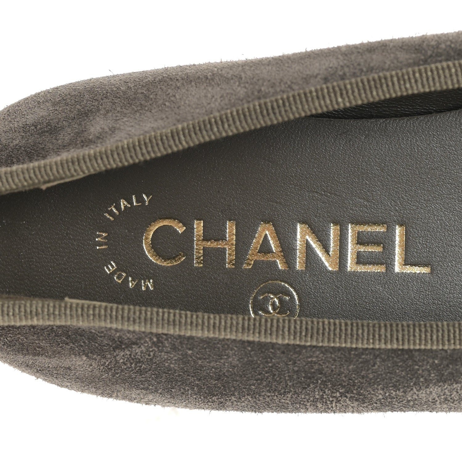 Chanel Suede Cap Toe CC Ballerina Flats 36.5 Grey Green 8 of 9