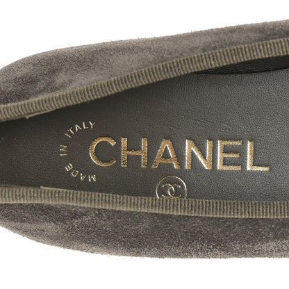 Chanel Suede Cap Toe CC Ballerina Flats 36.5 Grey Green 8 of 9