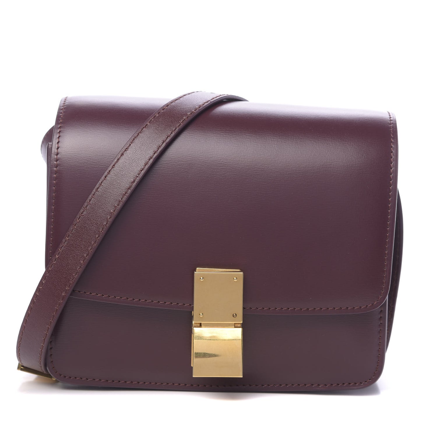 Box Calfskin Small Classic Box Flap Bag Burgundy