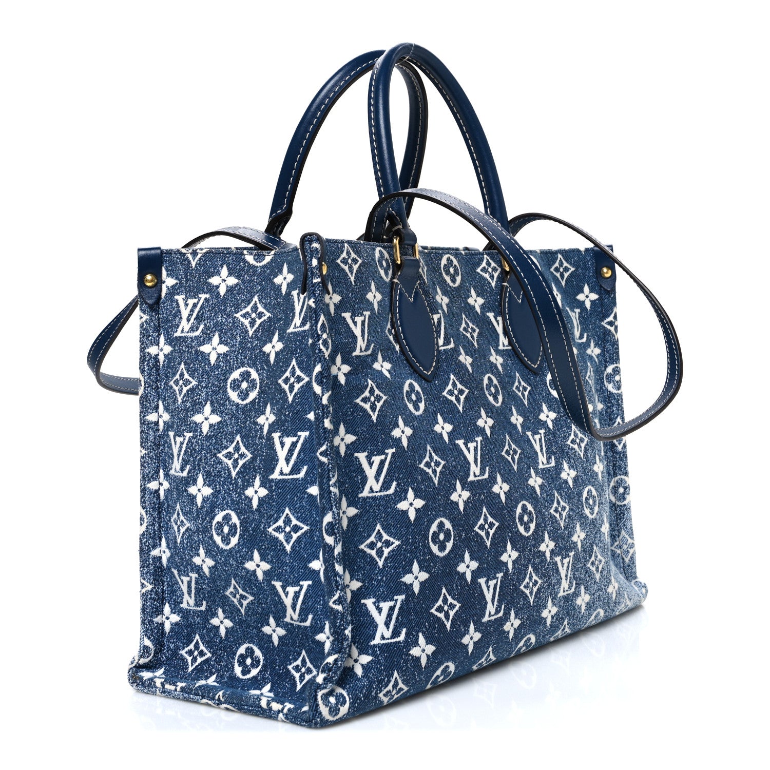 Louis Vuitton Monogram Jacquard Denim Onthego MM Bleu 3 of 9
