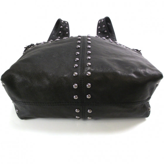 Leather Studded George V Bag Black