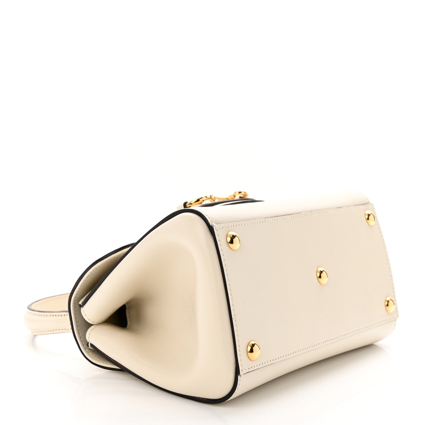 Glazed Textured Calfskin Mini Horsebit 1955 Top Handle Flap Bag Mystic White