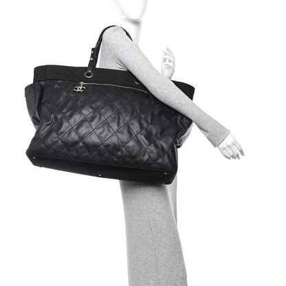Chanel Coated Canvas Stitched XL Paris Biarritz Tote Black 2 of 14