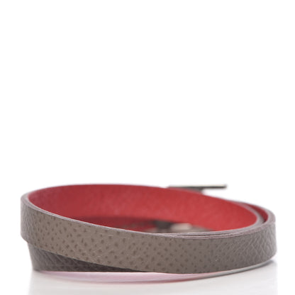 Hermes Epsom Behapi Double Tour Bracelet XS Rouge Casaque Etain 3 of 7