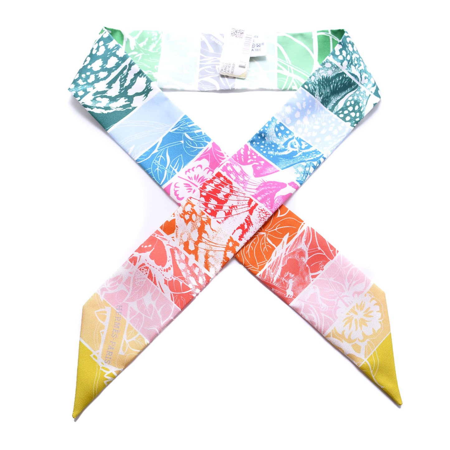 Silk Jungle Love Rainbow Twilly Vert Rose Jaune Fluo