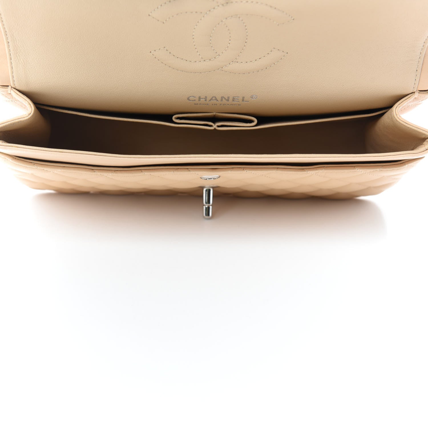 Chanel Lambskin Quilted Medium Double Flap Beige 5 of 12